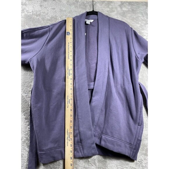 Athleta Tie Waist Cozy Cotton Cardigan XXS/XS Purple Open Front Wrap Sweater NWT - Picture 7 of 8